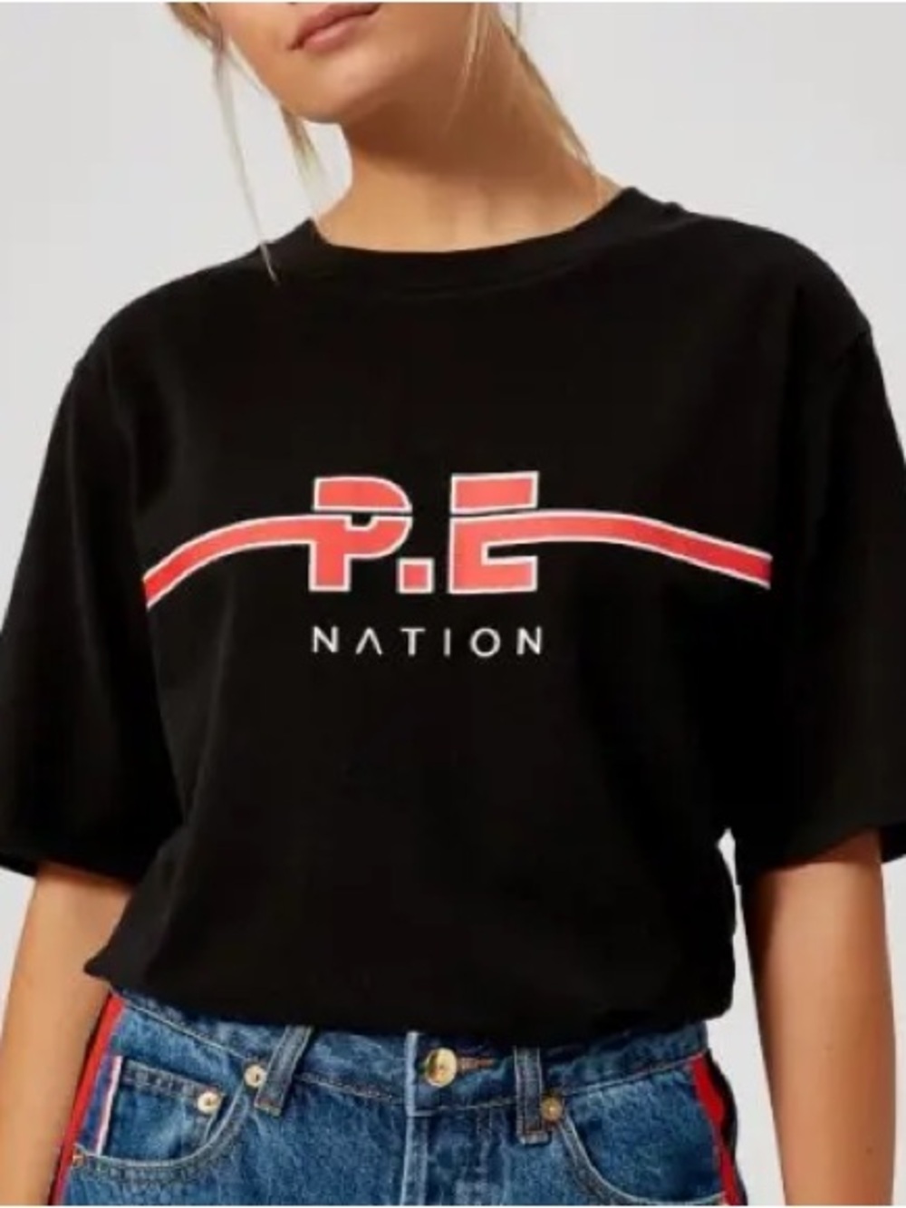 P.E Nation Cropped Black Tee